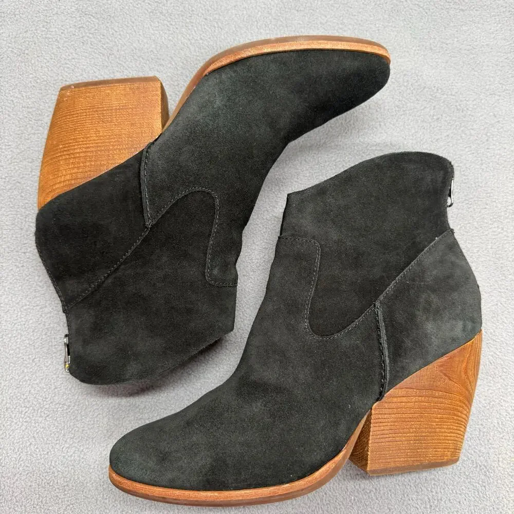 Kork Ease Lapra Wedge Boots‎ Womens 10M Black Suede Leather Western Boho Casual